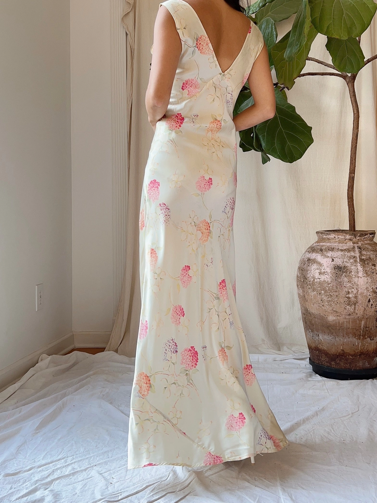 1930s 2-Piece Satin Floral Set - M