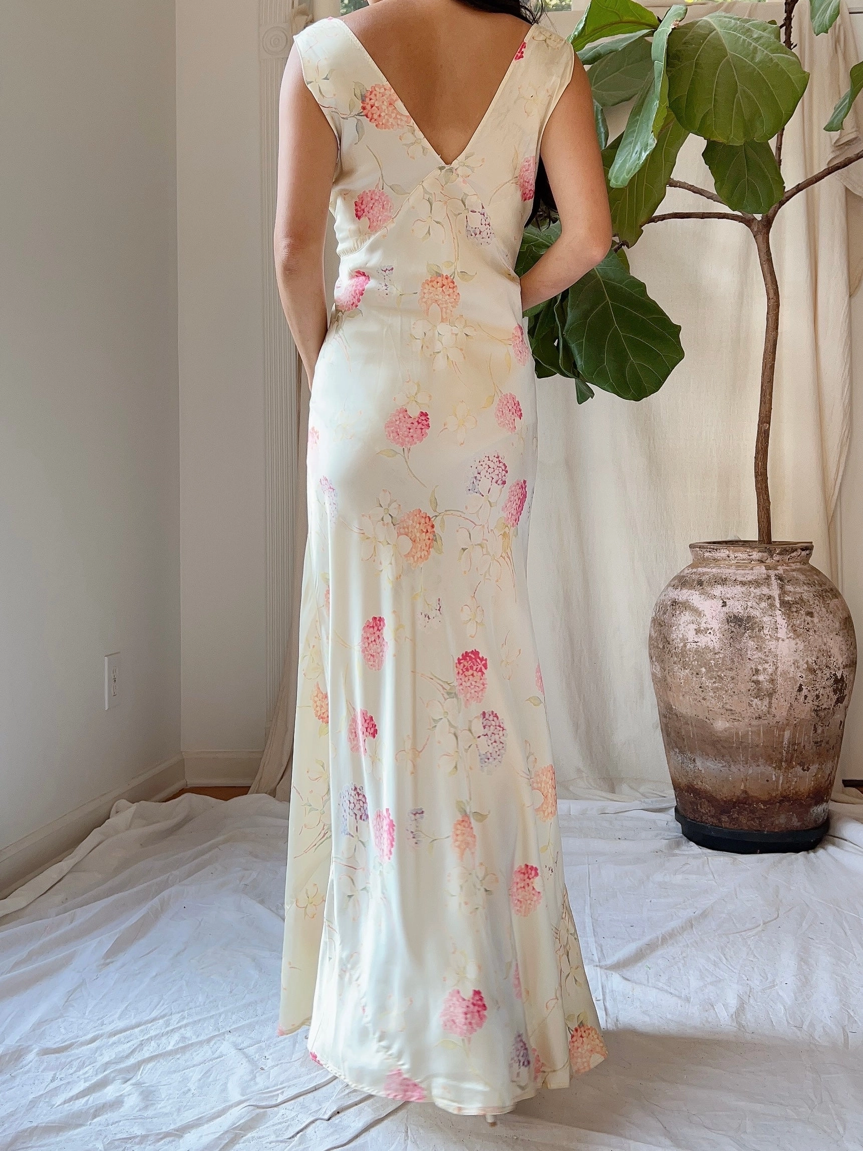 1930s 2-Piece Satin Floral Set - M