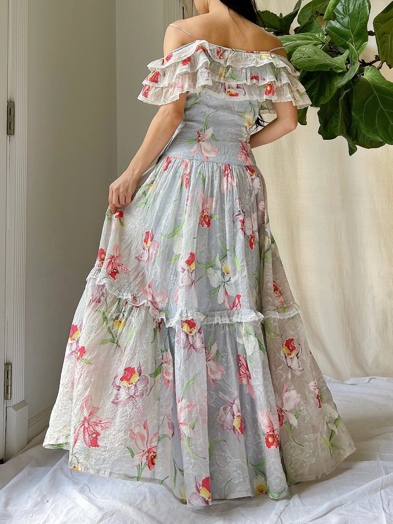 1940s Crinkle Organdy Orchid Dress - S