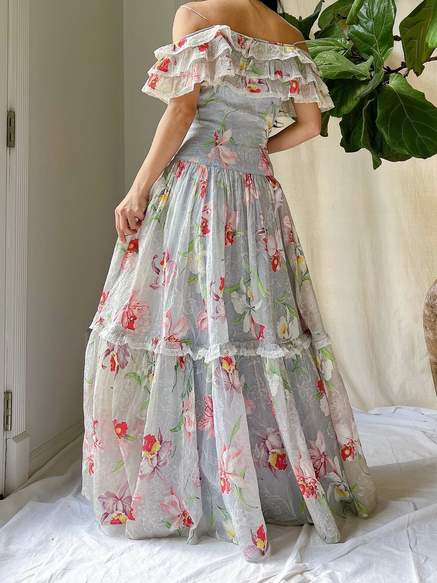 1940s Crinkle Organdy Orchid Dress - S