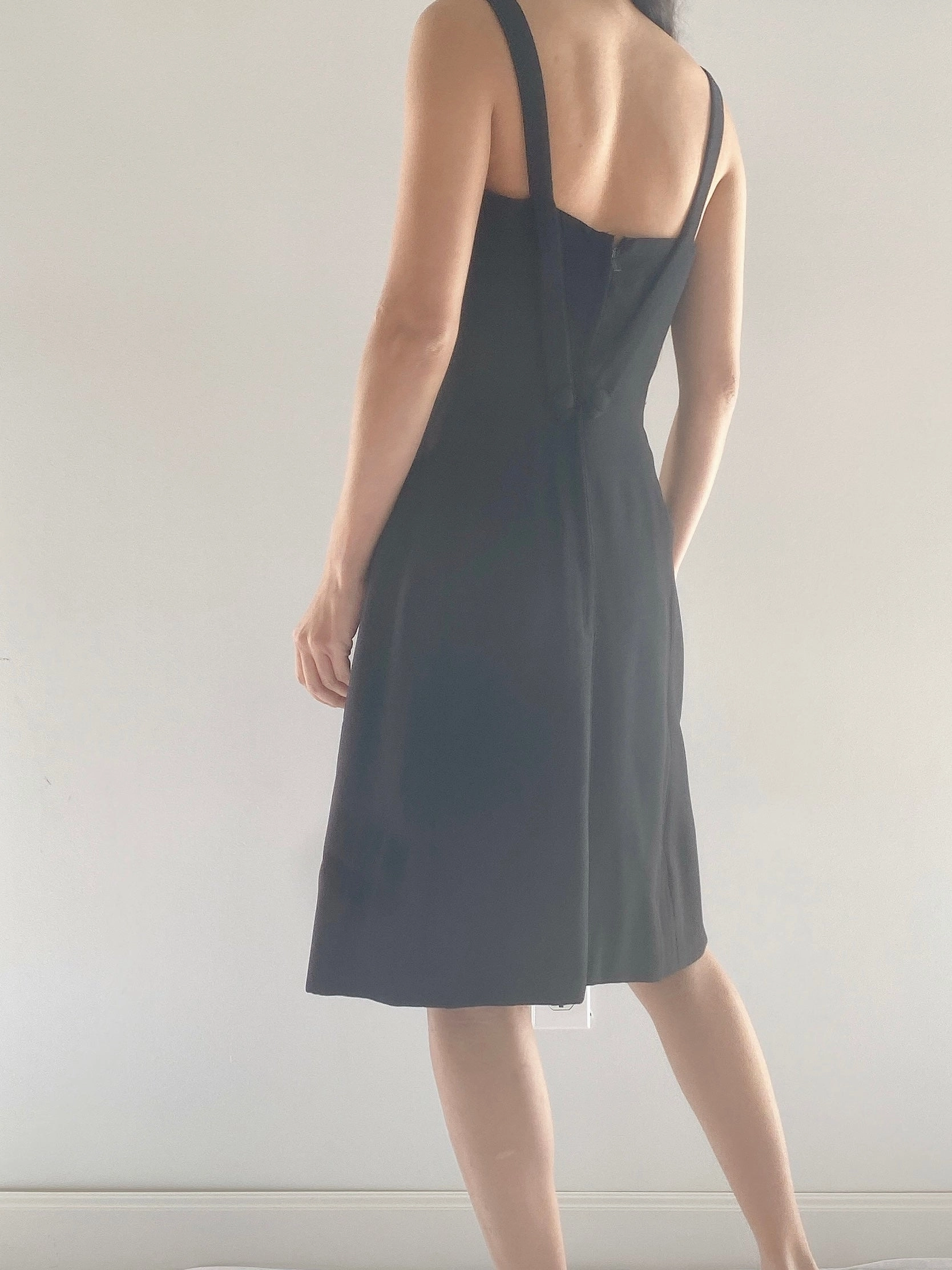 1960s Crepe and Silk Organza Ruffle Dress - XS/S