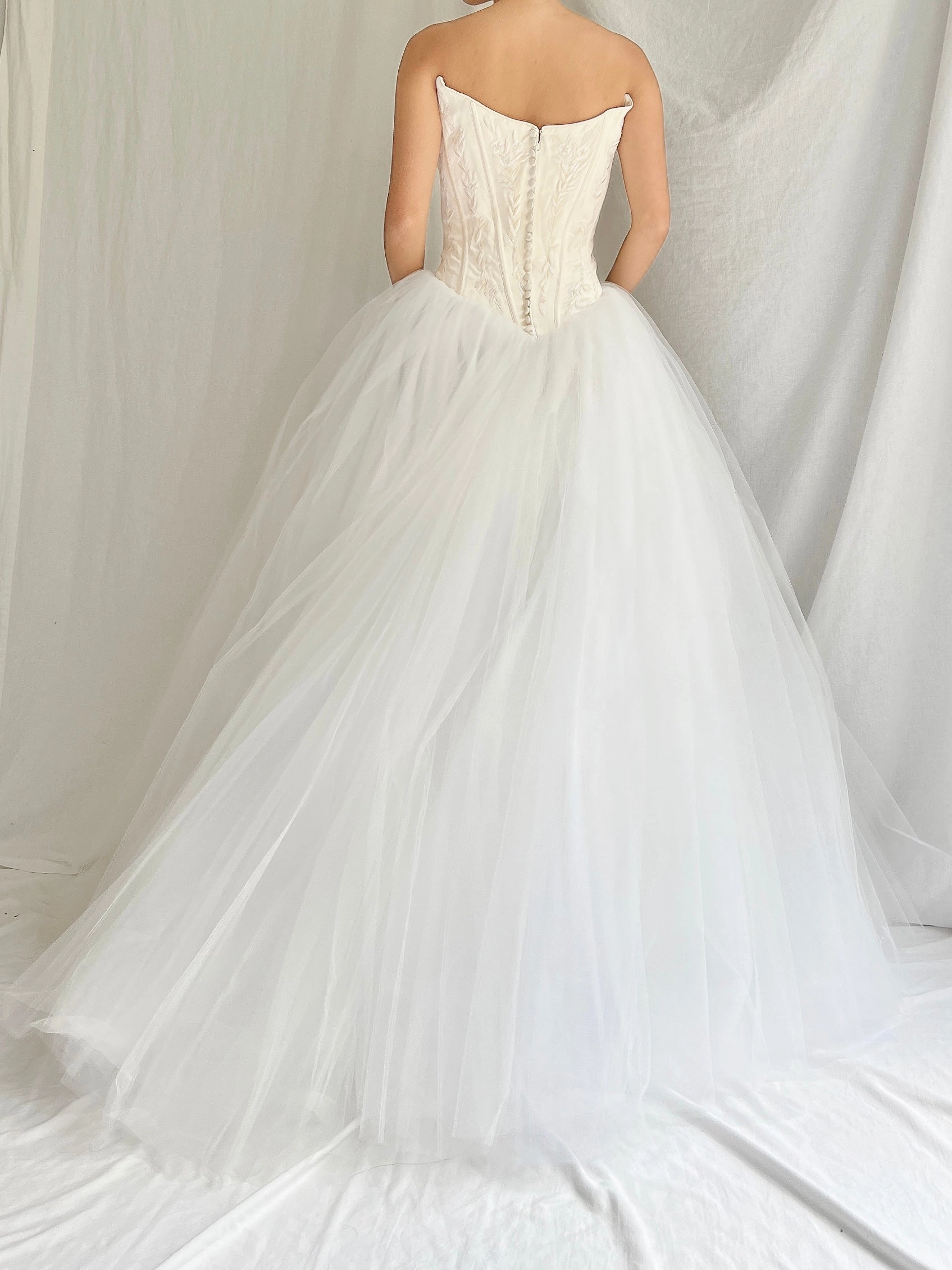 1990s Bustier Tulle Gown - M/8