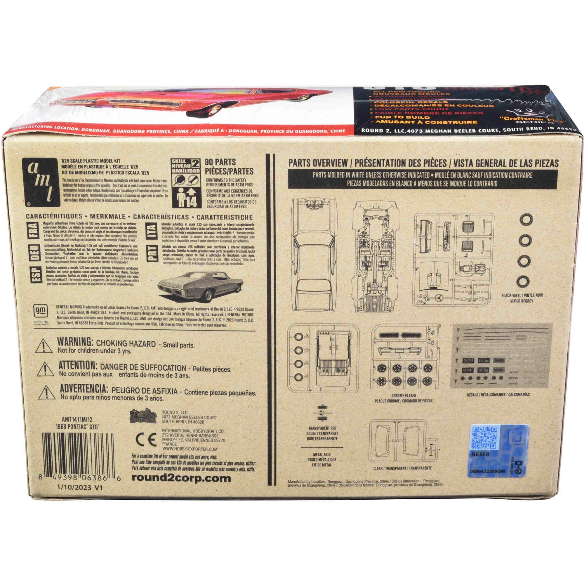 AMT 1/25 Scale Model Kit - Skill 2 Craftsman Plus Series 1968 Pontiac GTO Hardtop