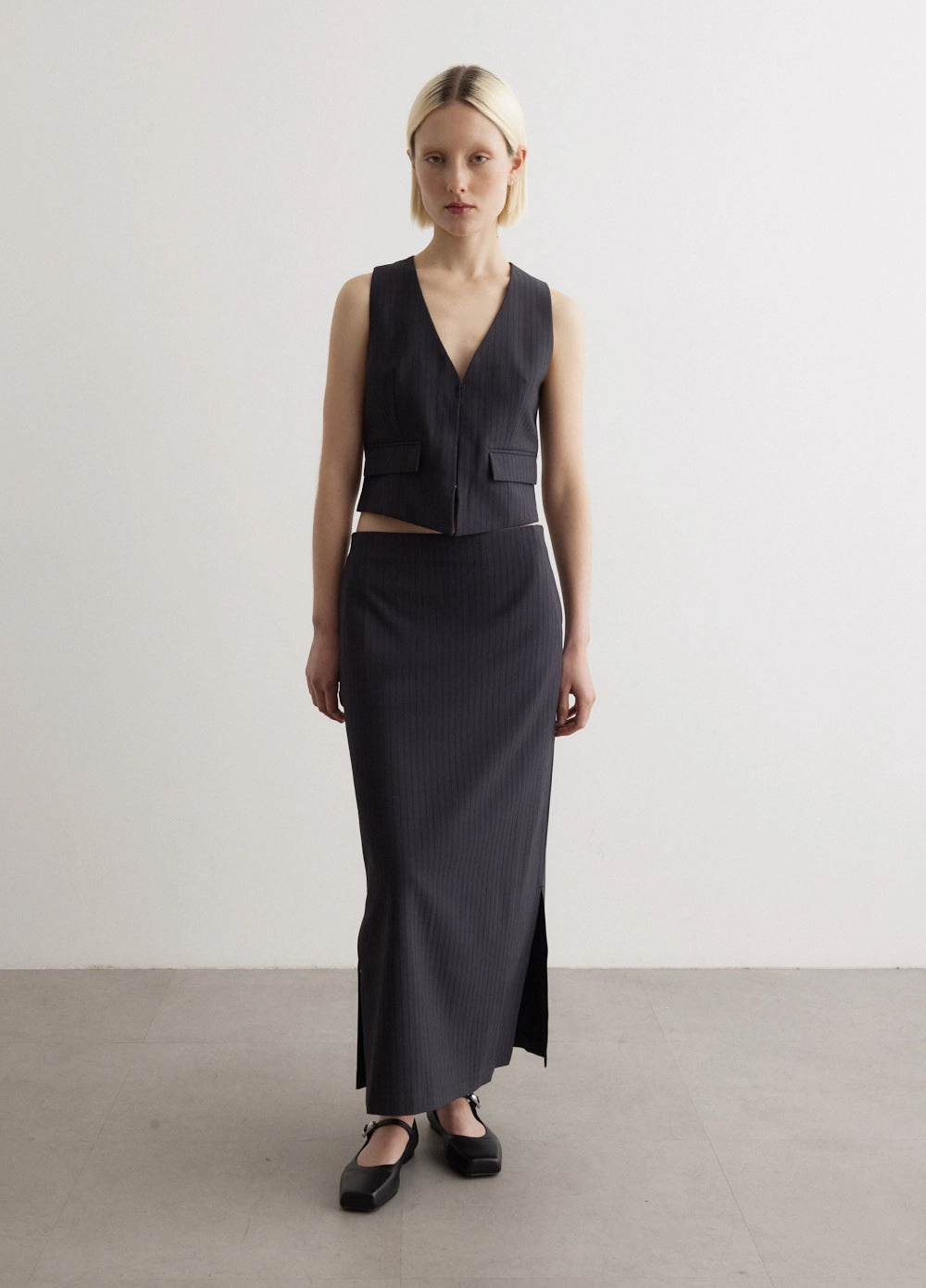 Angel Satin Pinstripe Skirt
