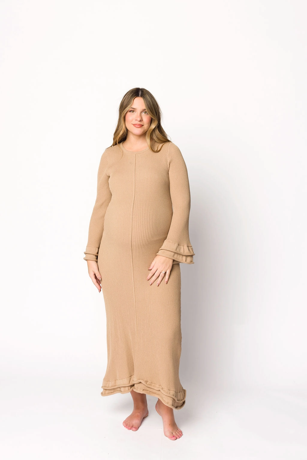 Arlet Dress in Taupe - Bump Friendly