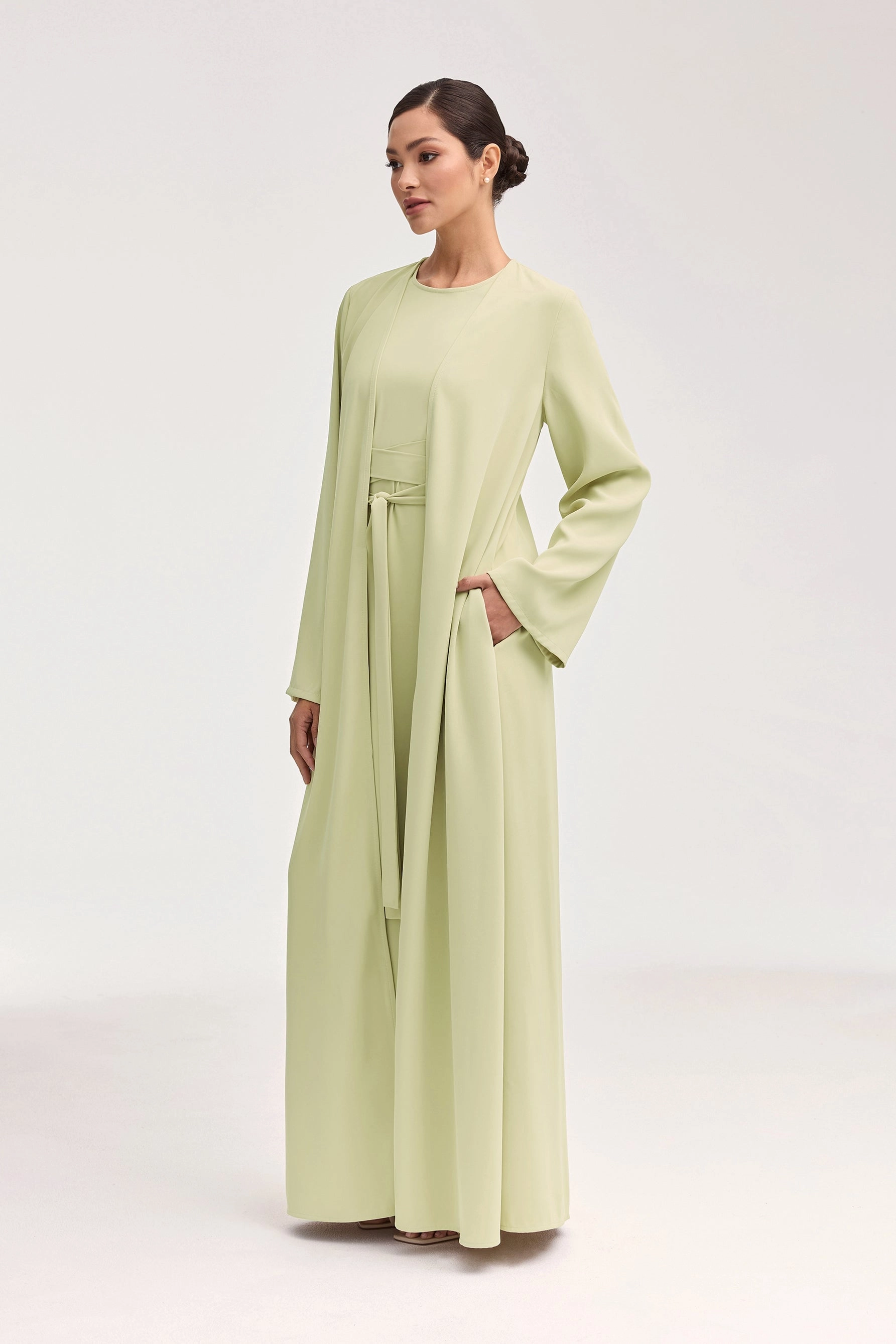 Asalah Open Abaya - Pistachio