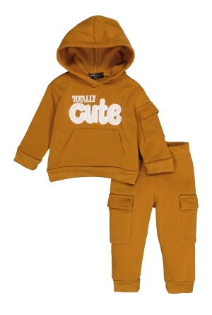 Baby Girls 12-24M Totally Cute Chenille Patch Hoodie and Joggers
