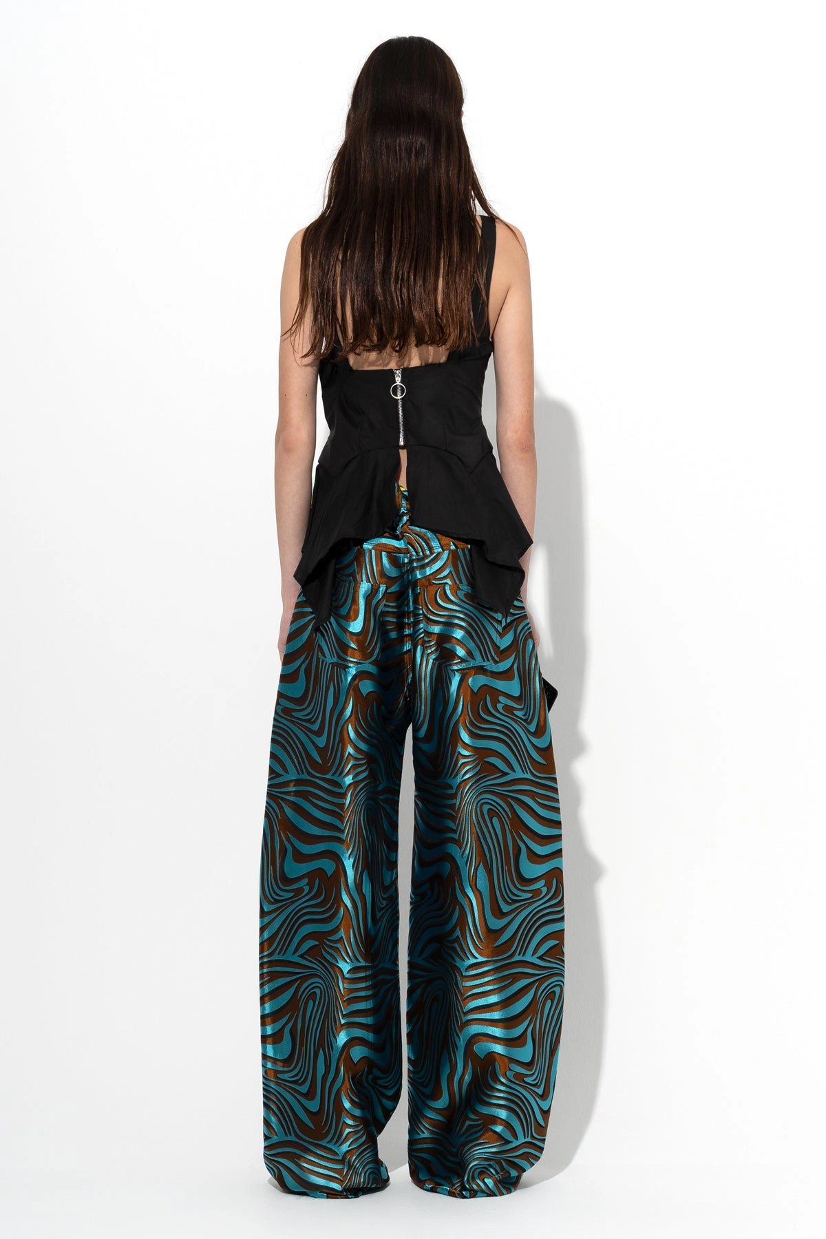 BLUE ZEBRA BROCADE BOYFRIEND TROUSERS