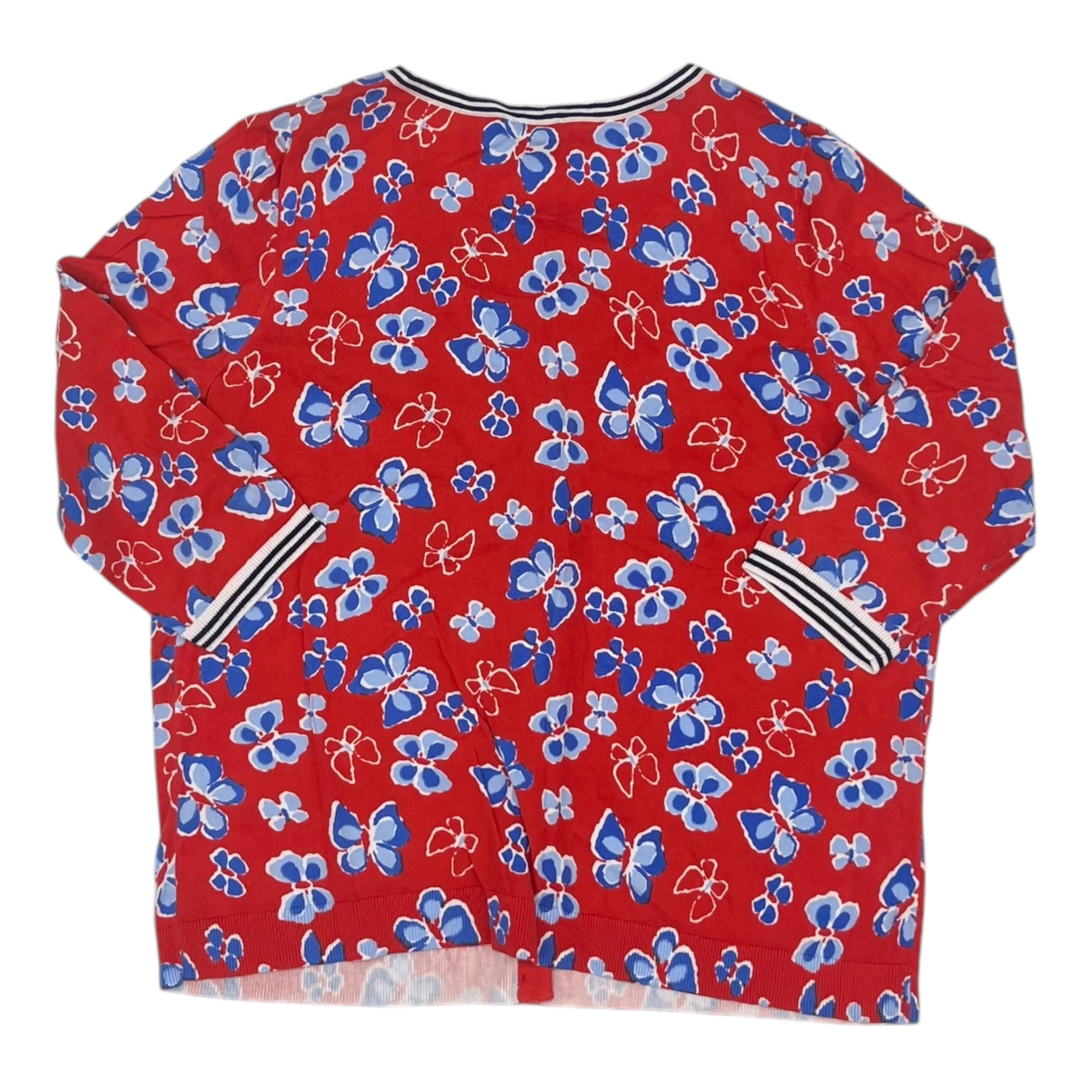 Cardigan By Talbots In Blue Red & White, Size:1X