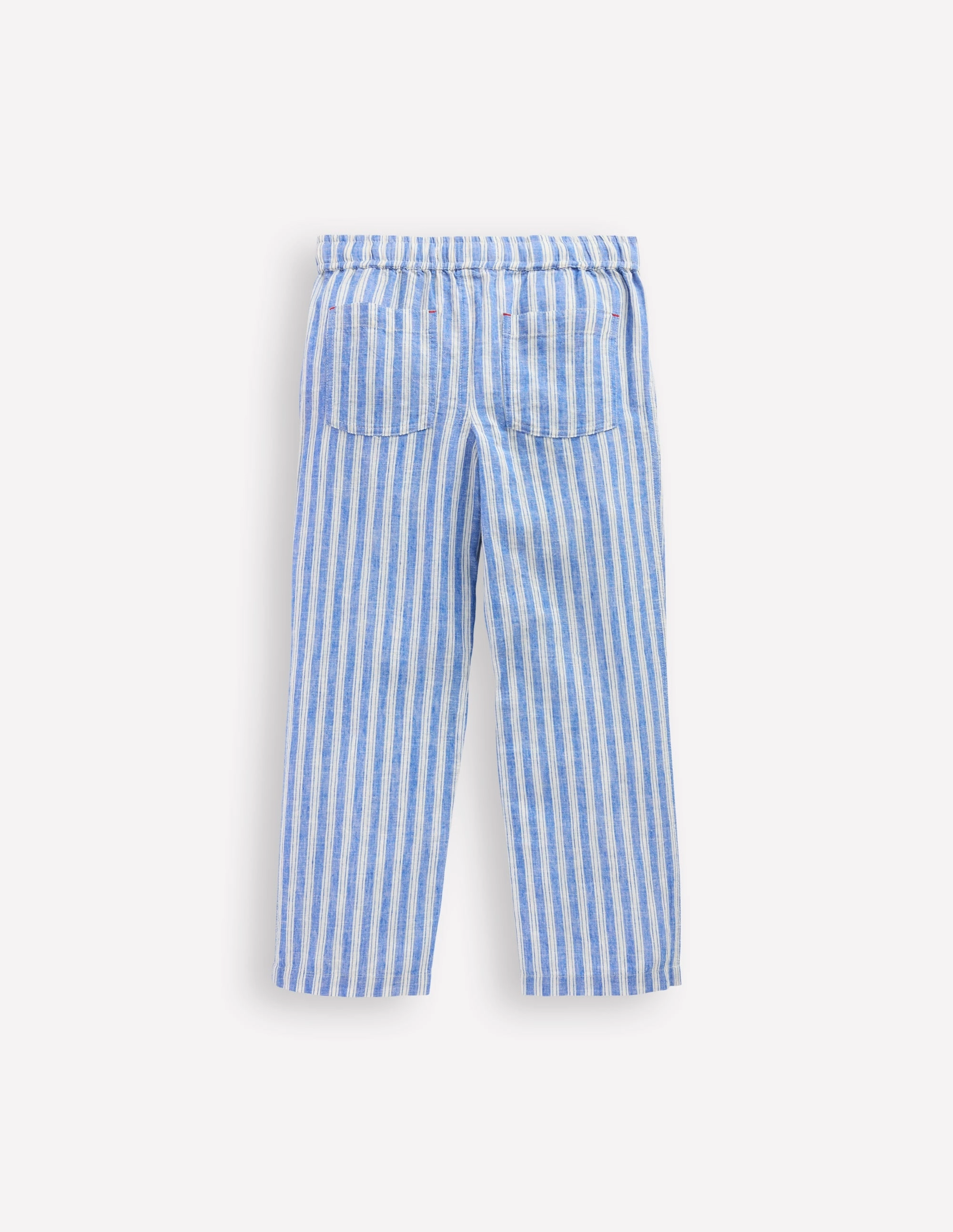 Cotton Linen Pull-on Trouser-Blue Ticking