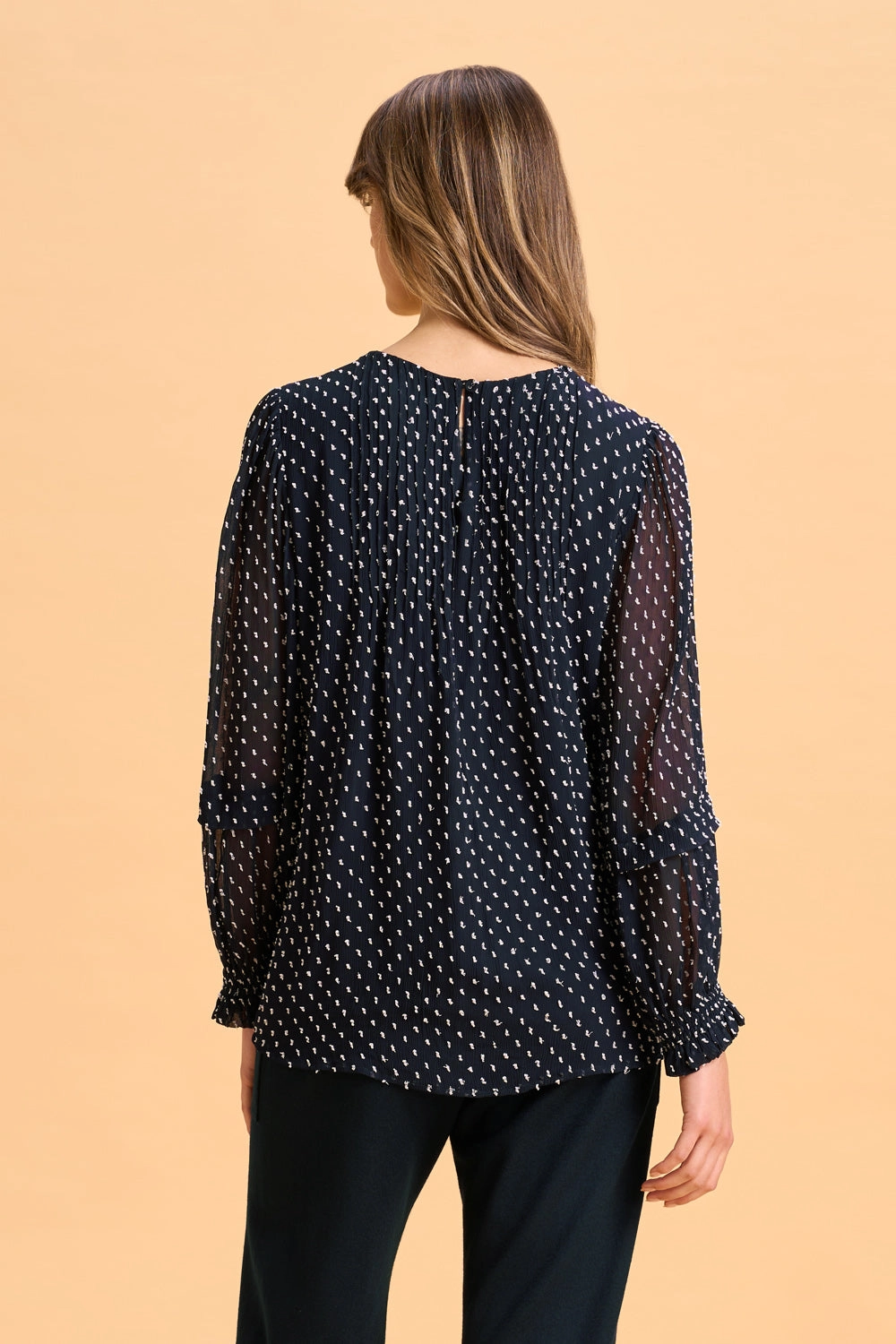 Crinkle Spot Blouse - White Spot Ink