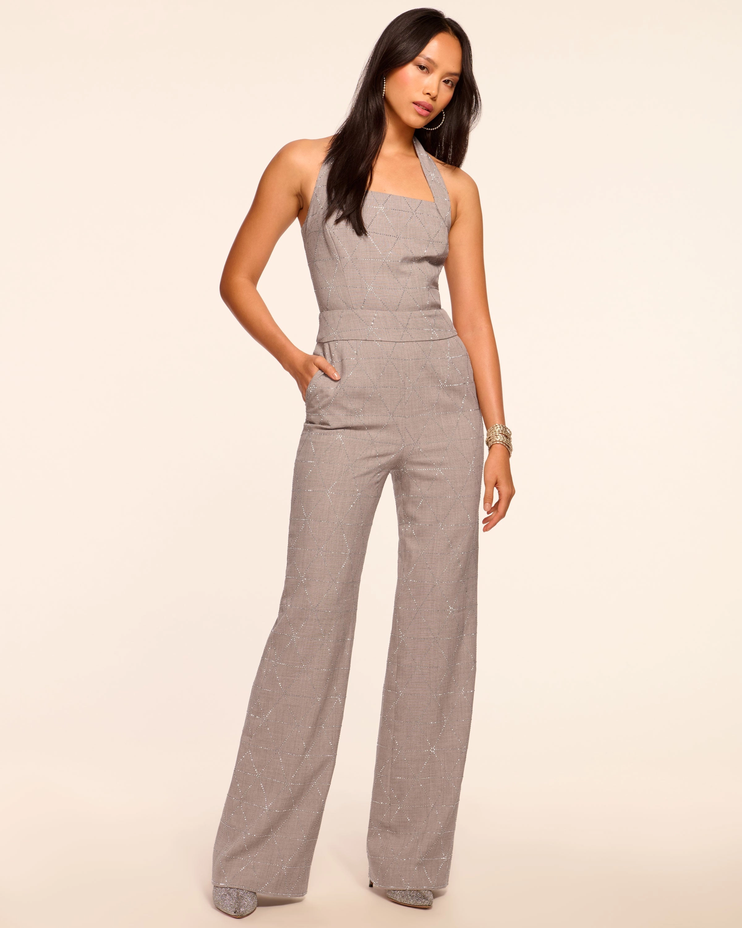 Cyprus Rhinestone Embellished Halter Jumpsuit
