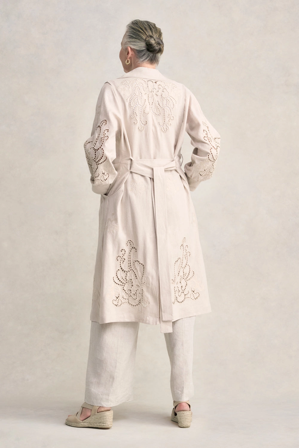 Embroidered Trench Coat - Sienna