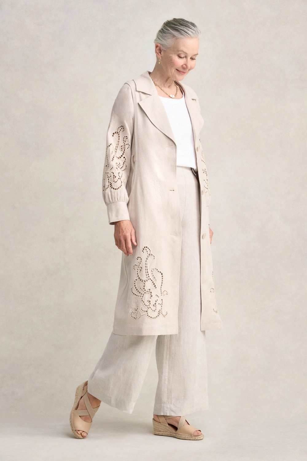 Embroidered Trench Coat - Sienna