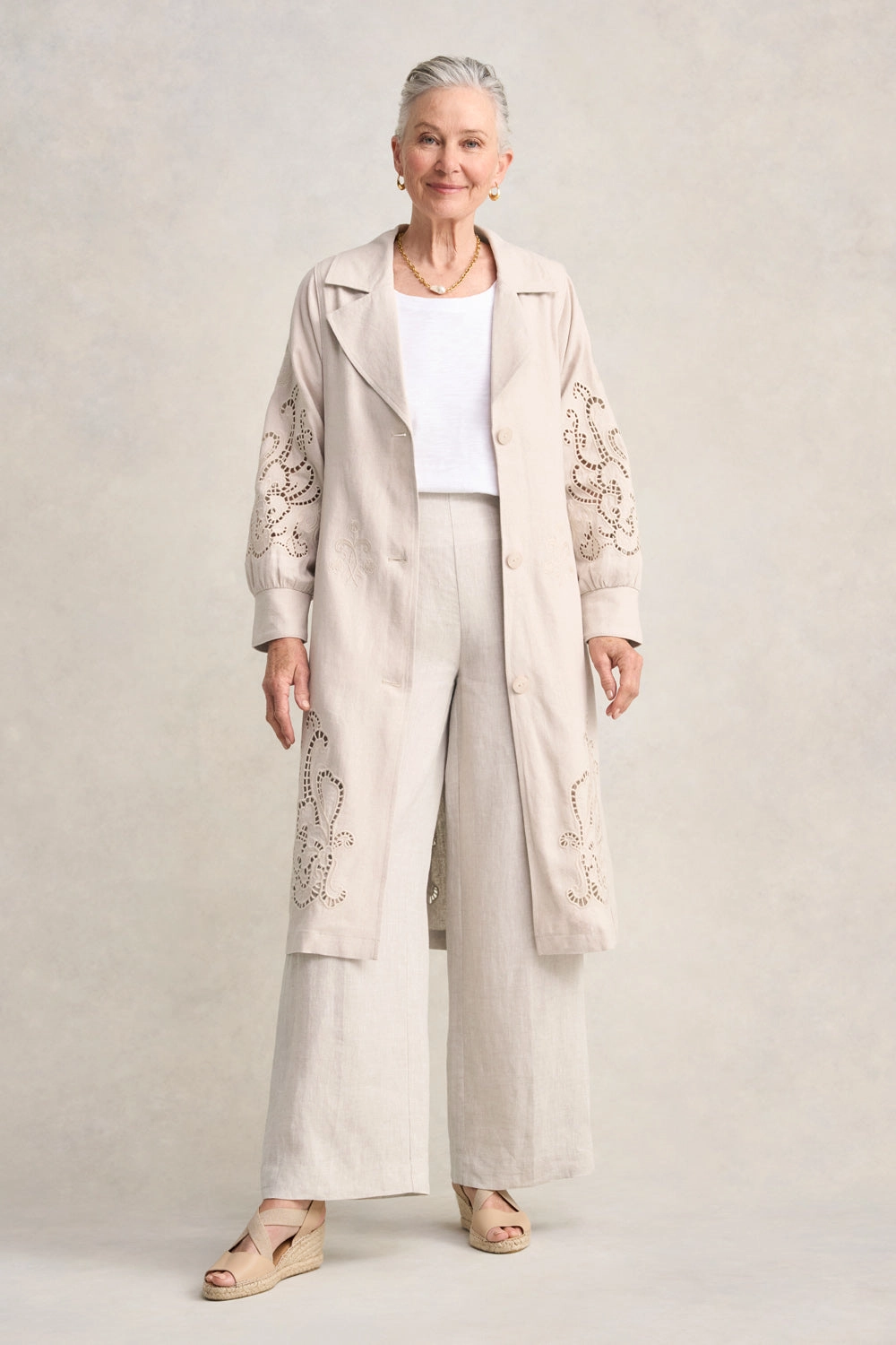 Embroidered Trench Coat - Sienna