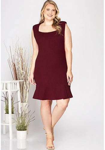 Feeling Cute Cocktail Dress in Wine - PLUS