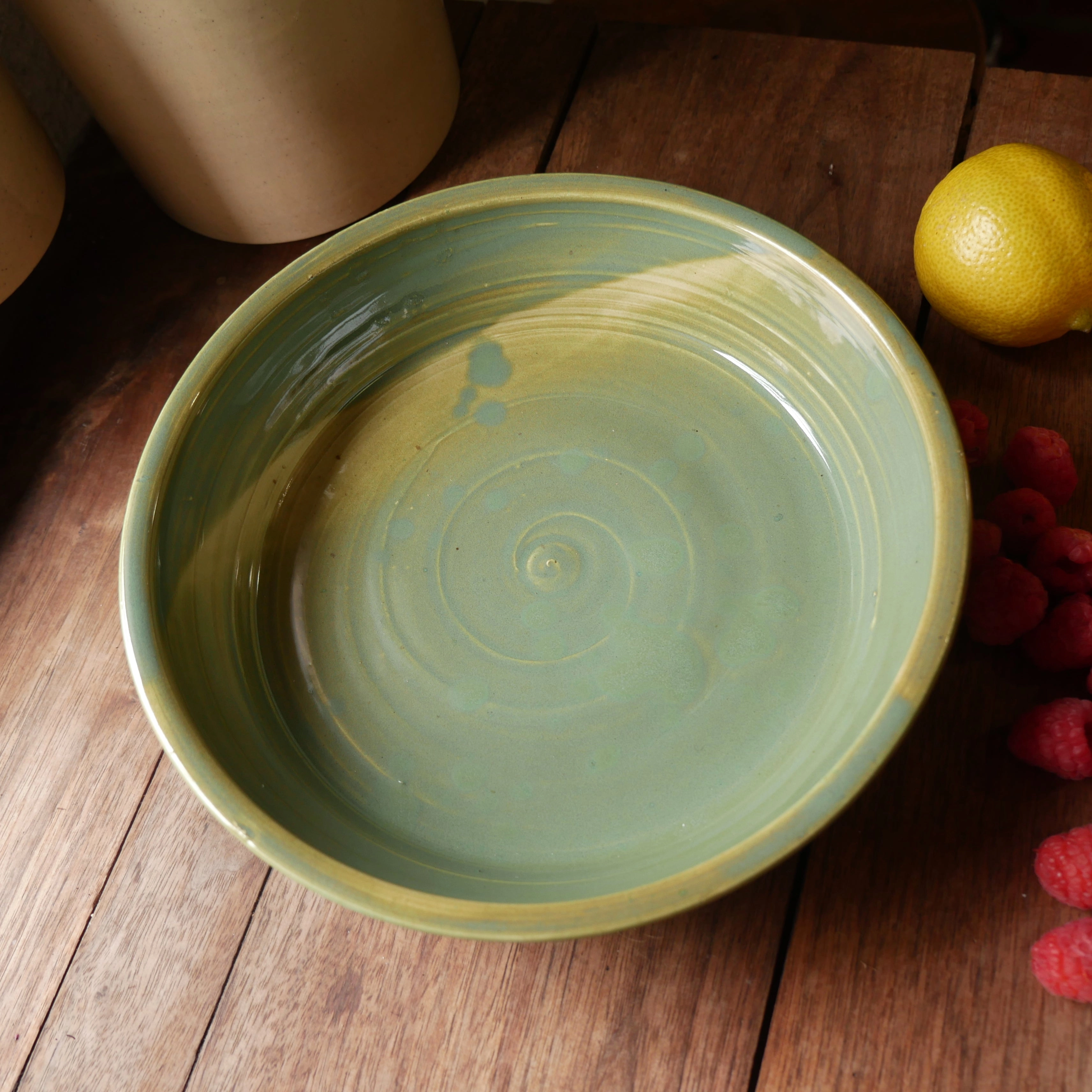 Green Glaze Pie Pan