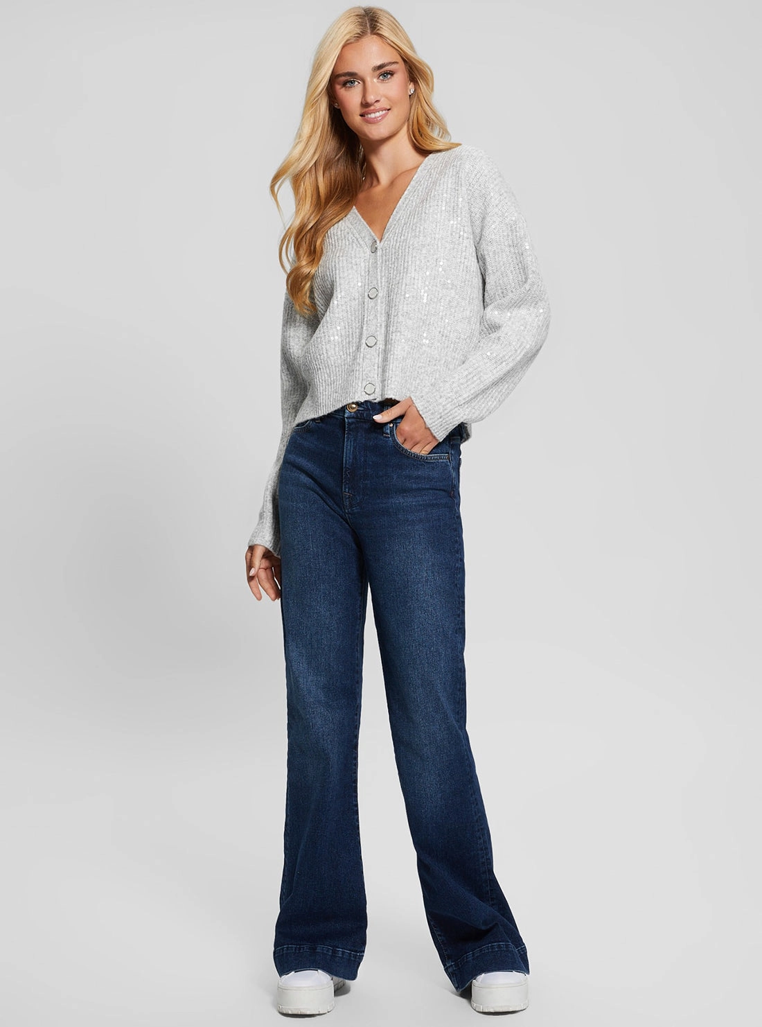 Grey Riley Sequins Knit Jumper