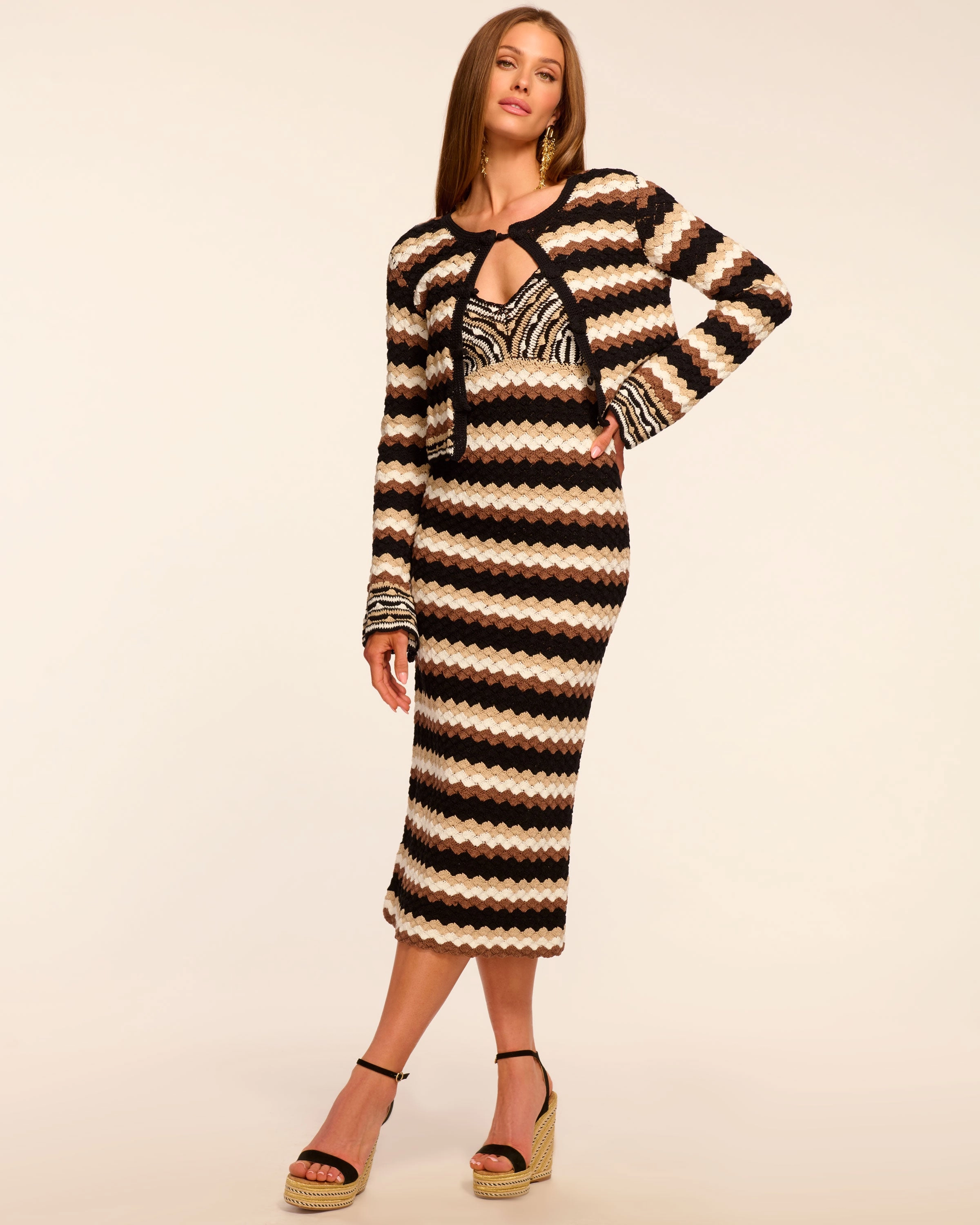 Harlow Crochet V-Neck Midi Dress