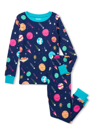 Hatley Mini Kids Interstellar Cotton Pyjama Set, Patriot Blue