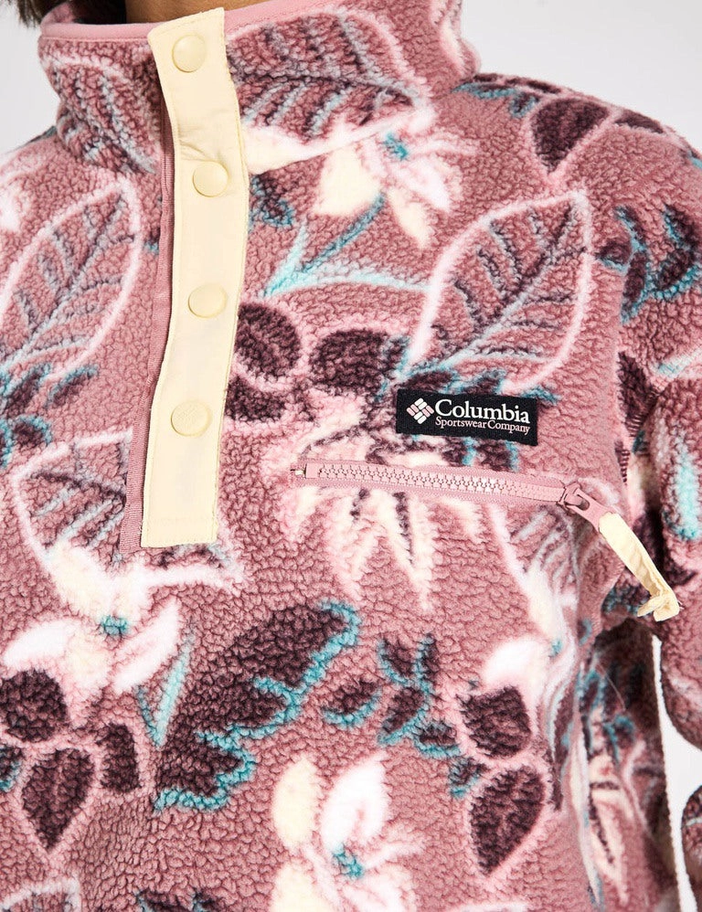 Helvetia II Cropped Sherpa Half Snap Printed Fleece - Fig Pasteled Multi