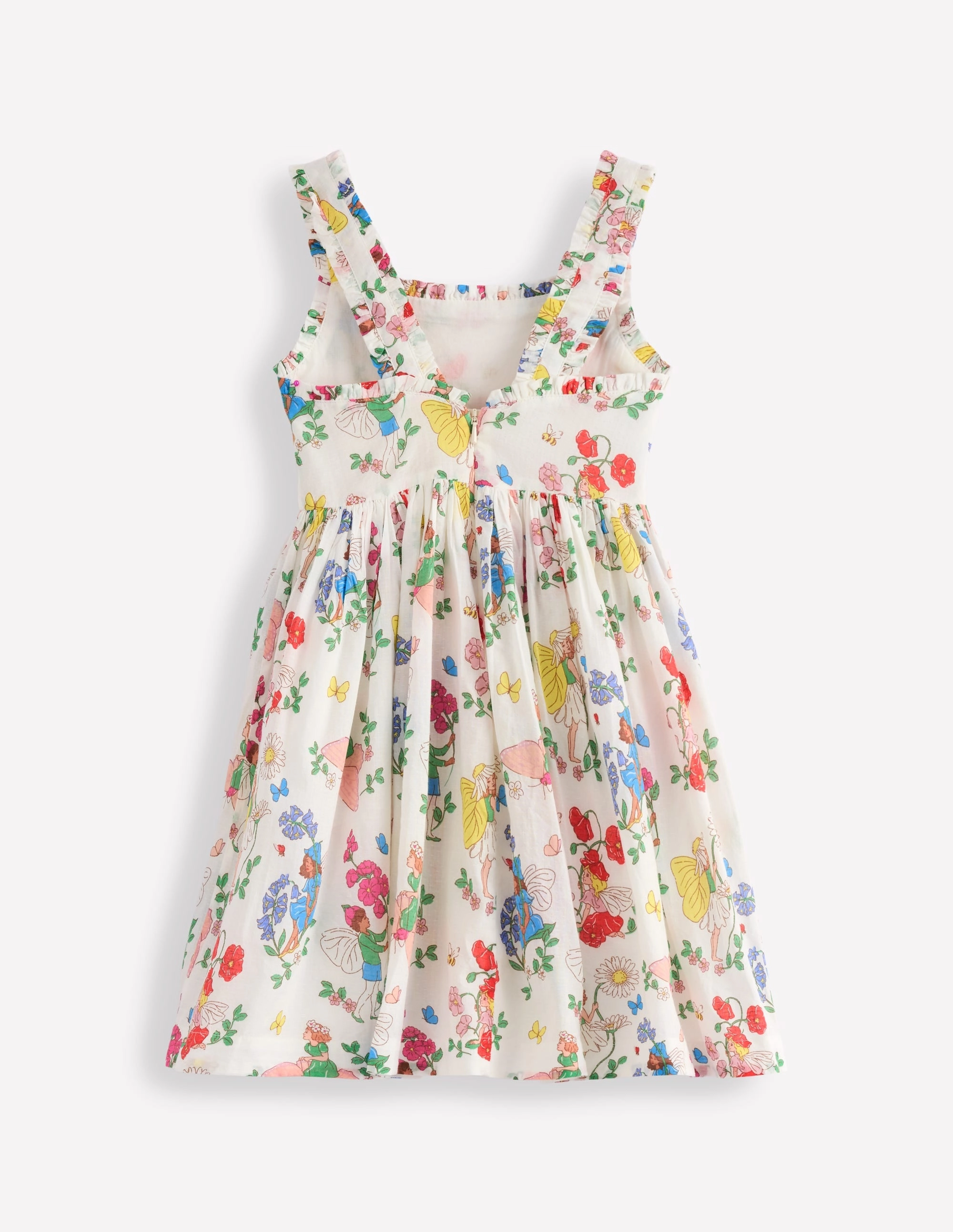 Luna Frill Strap Woven Dress-Multi Flower Fairy