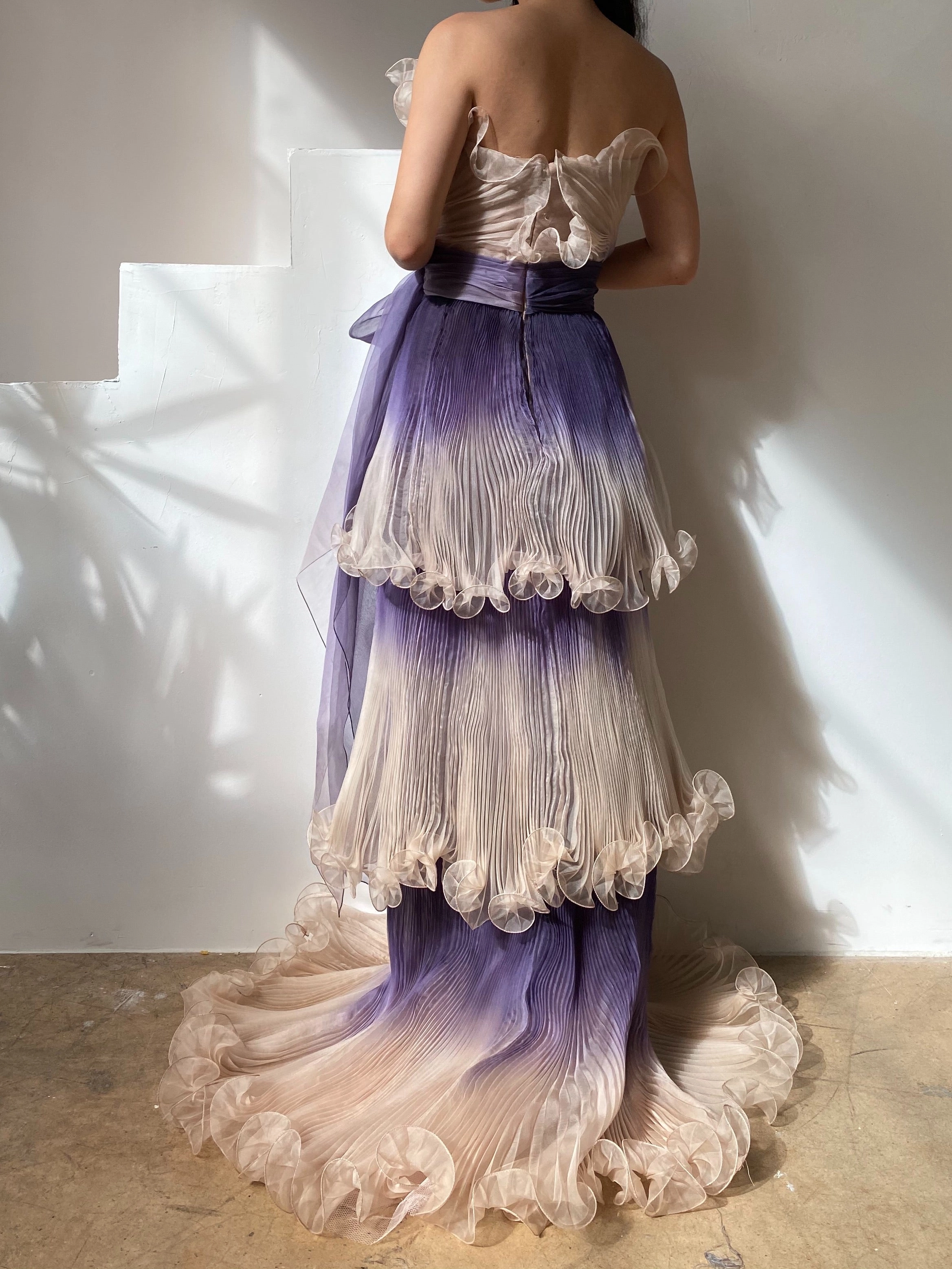 Marchesa Pleated Silk Organza Gown - S/6