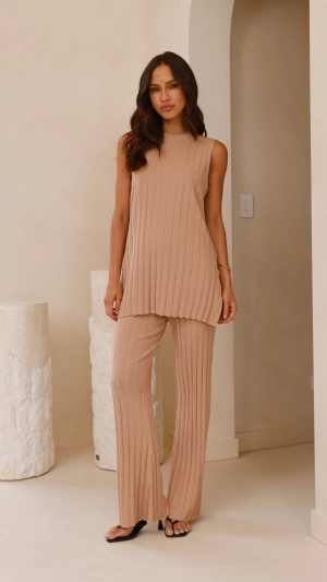 Megan Knit Pants - Camel