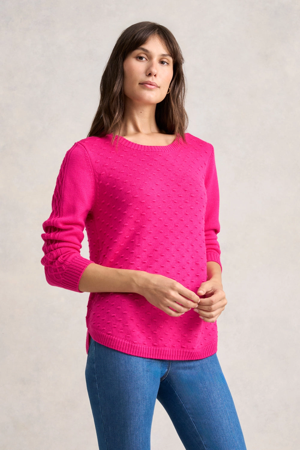 Merino Wool Popcorn Jumper - Hot Pink