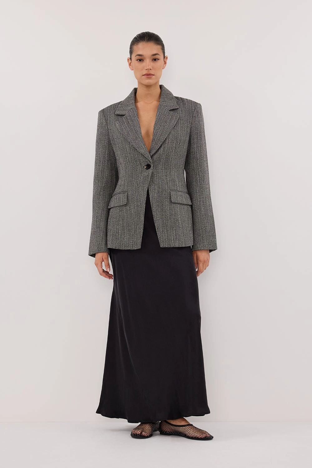 MERRITT CHARCOAL CINCHED BLAZER