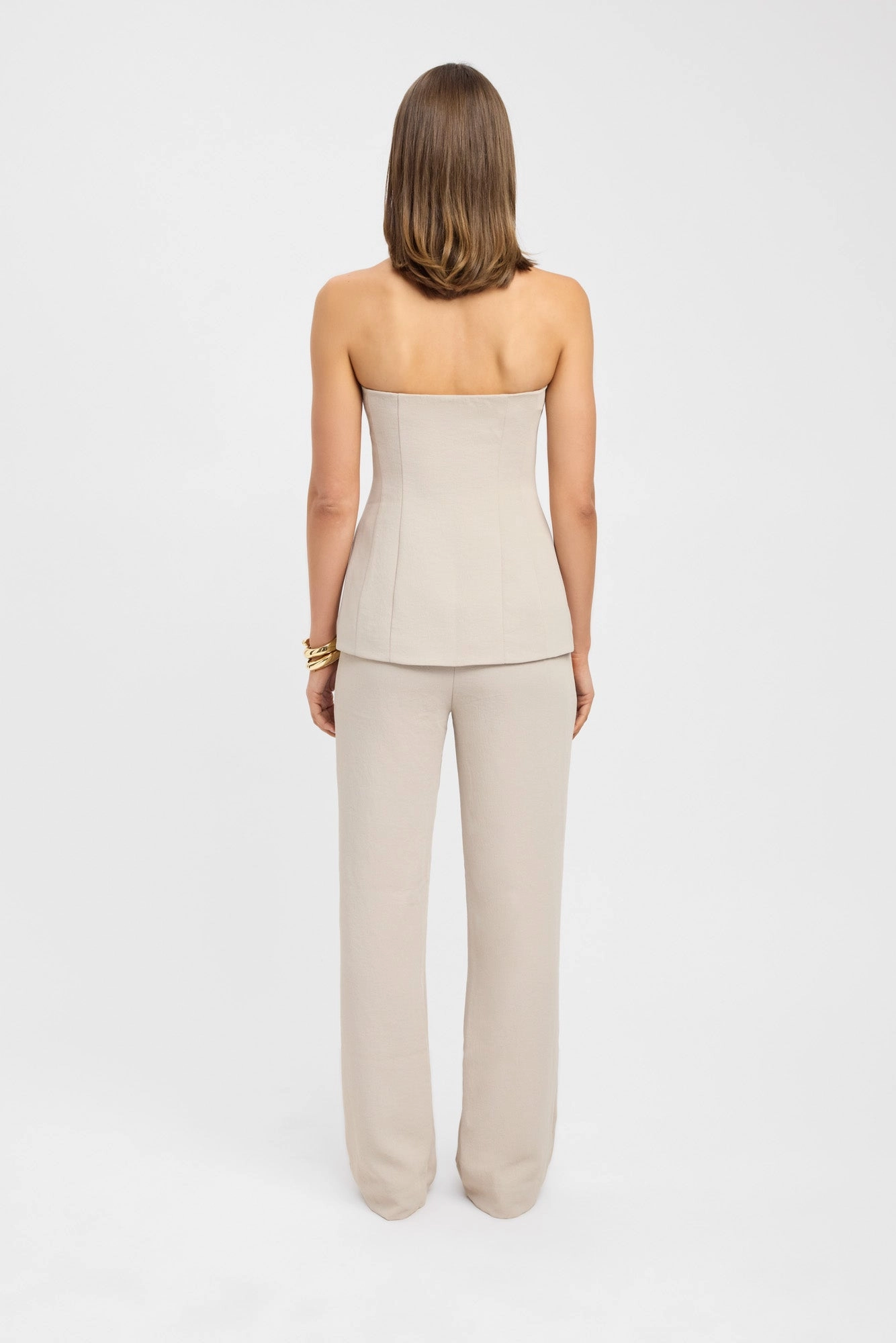 Oyster Strapless Button Top