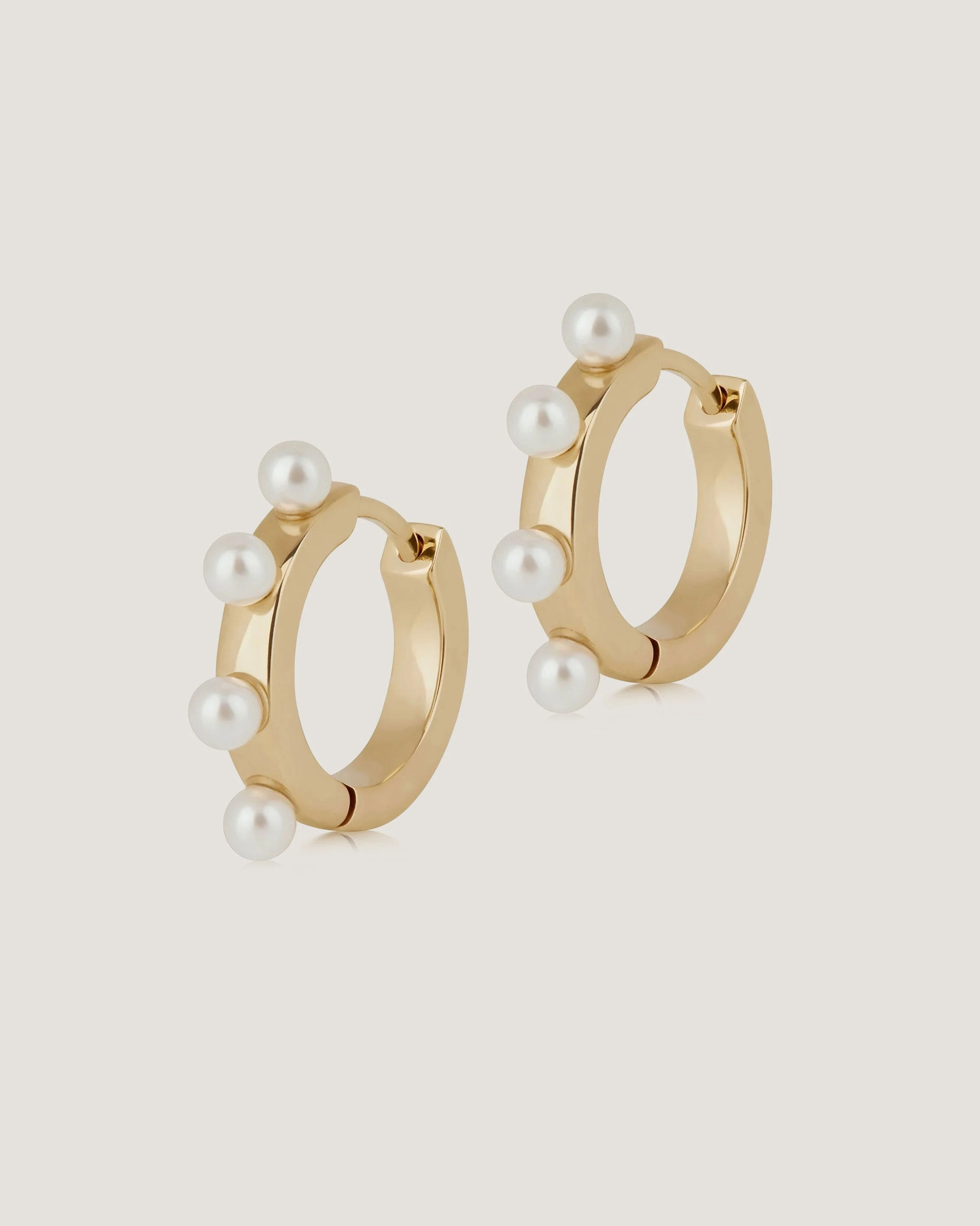 Pearl Huggies - 22 Carat Gold Gilded