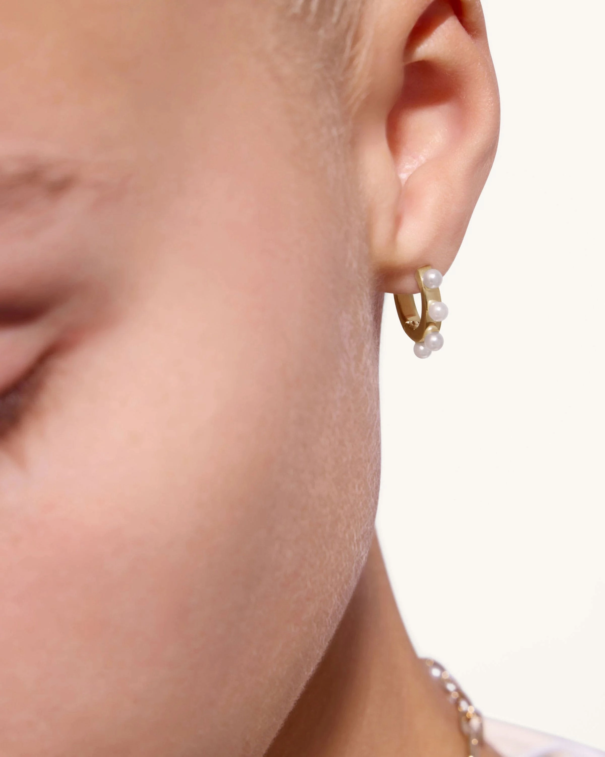 Pearl Huggies - 22 Carat Gold Gilded