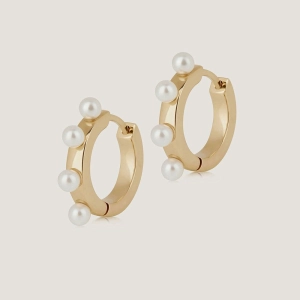Pearl Huggies - 22 Carat Gold Gilded