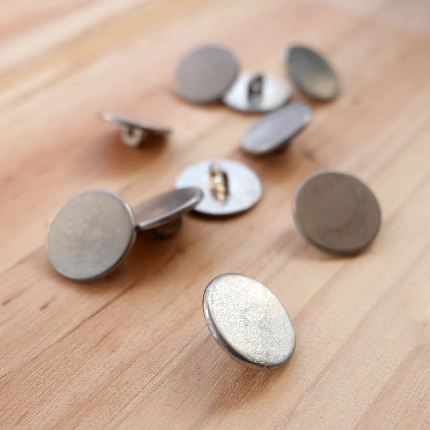 Plain Pewter Buttons Lg Pack of 10
