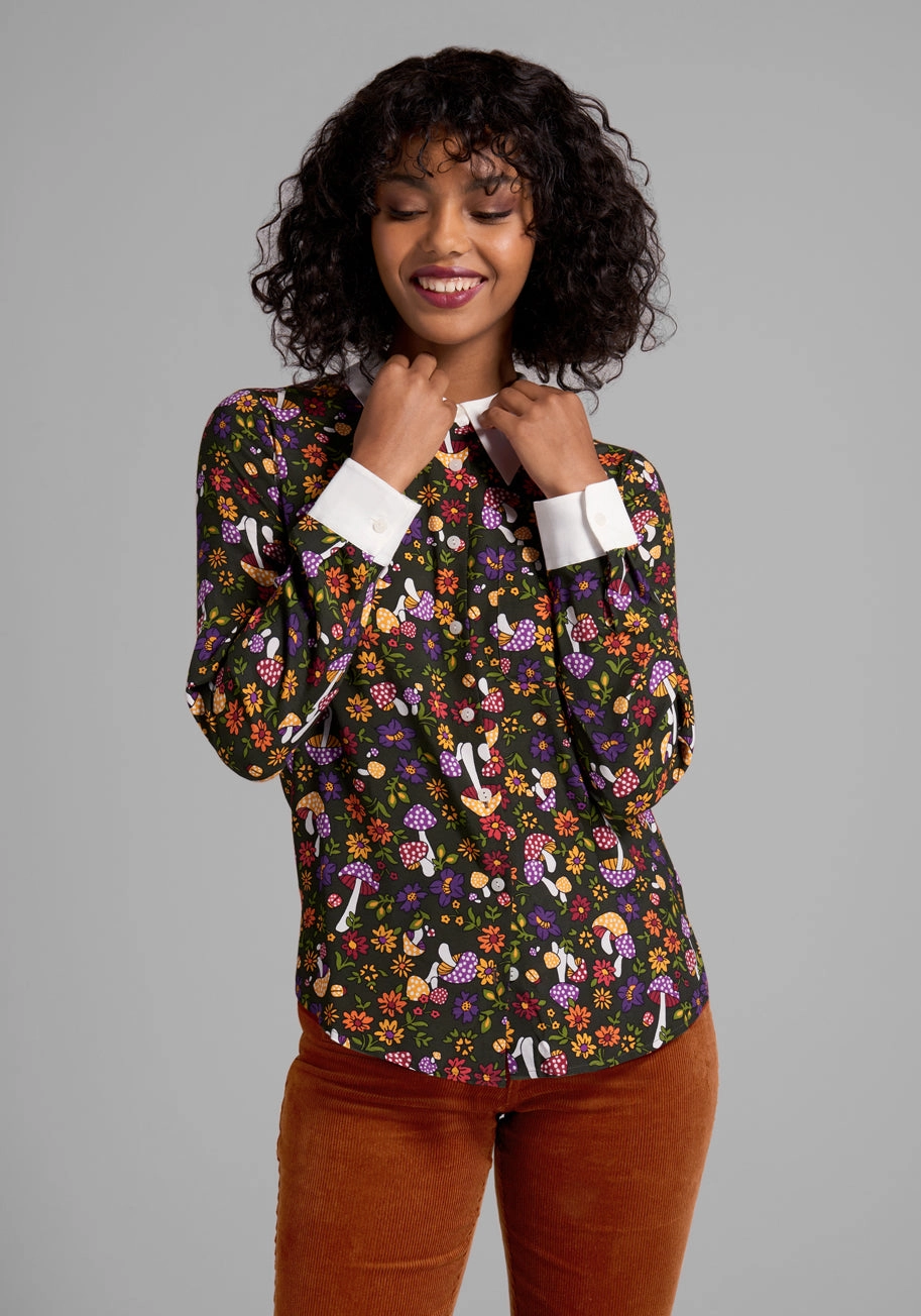 Point In Time Button-Up Top