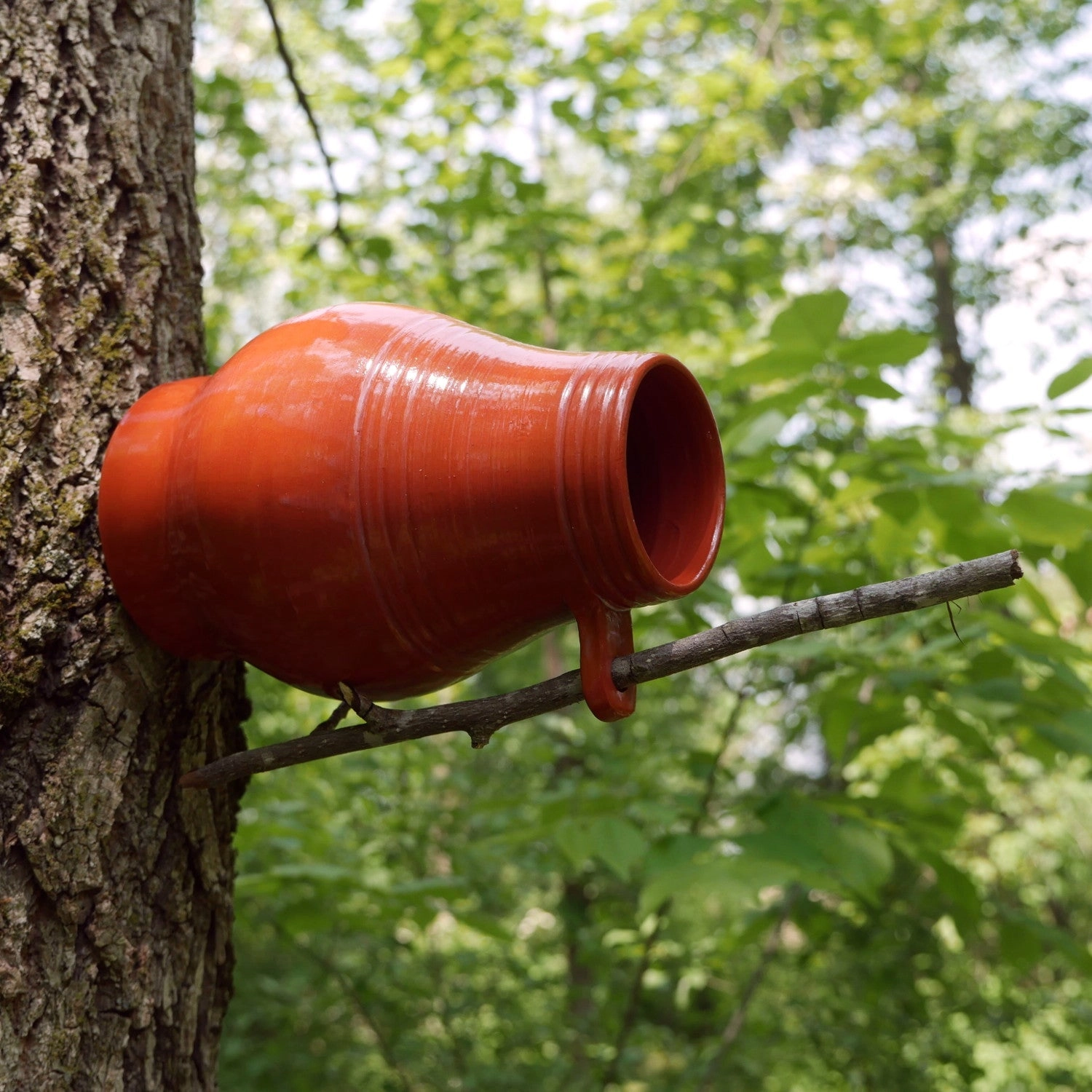 Redware Bird Bottle