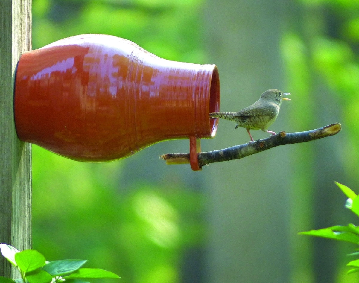 Redware Bird Bottle