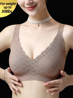 Seamless Lace Wireless Comfort Bra with Adjustable Straps