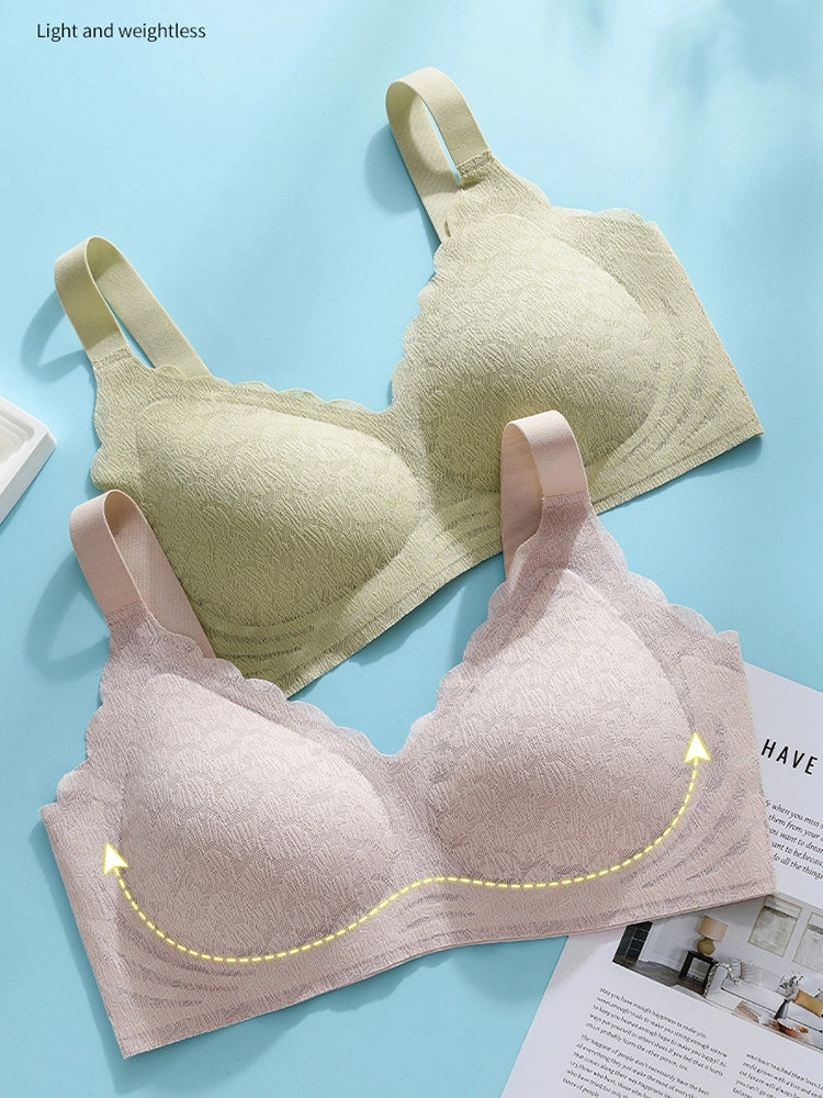 Seamless Lace Wireless Comfort Bra with Adjustable Straps