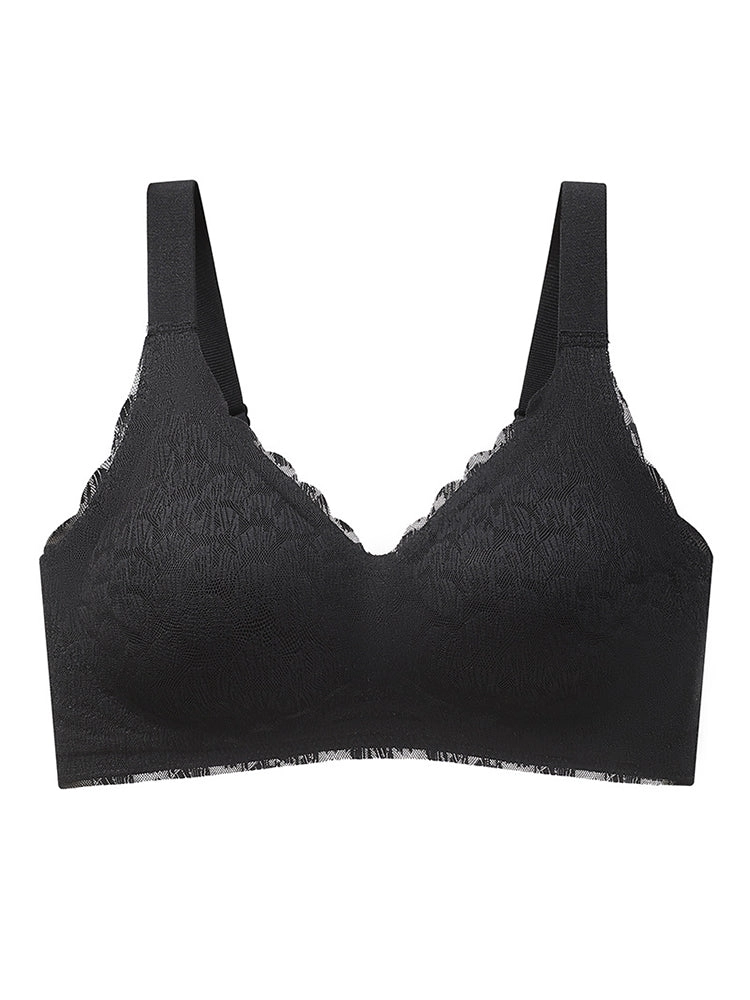 Seamless Lace Wireless Comfort Bra with Adjustable Straps