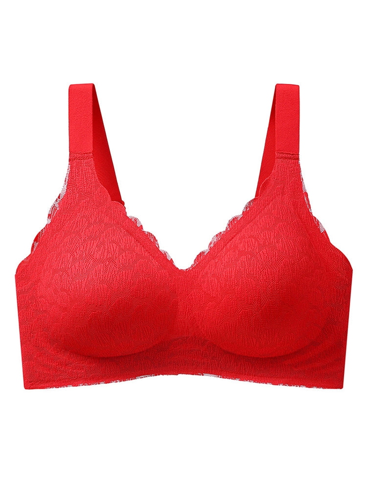 Seamless Lace Wireless Comfort Bra with Adjustable Straps
