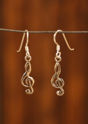 Silver Treble Clef Earrings