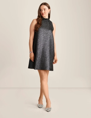Sleeveless Shift Dress With Ruffle Collar