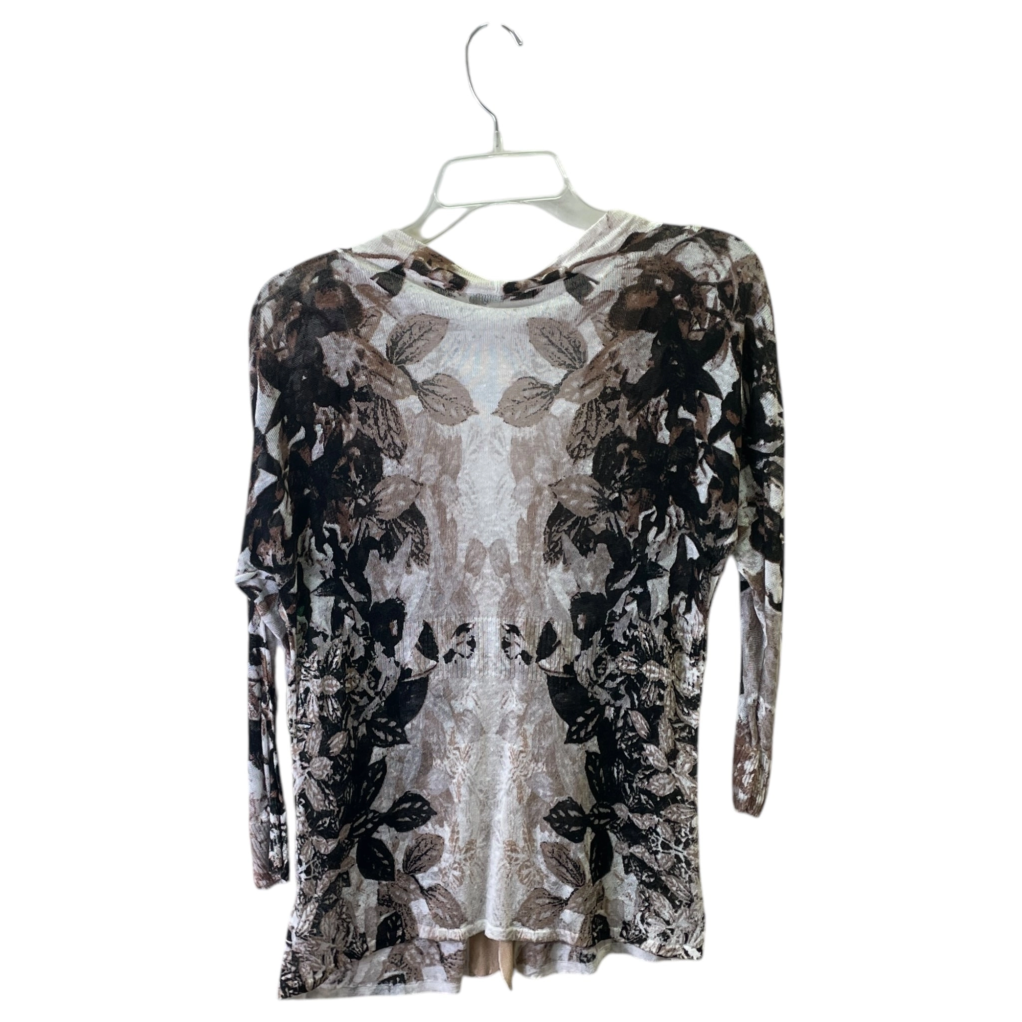 Sweater Cardigan By Nic   Zoe In Black & Cream, Size:L