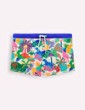 Swim Trunks-Ivory Multi Jungle