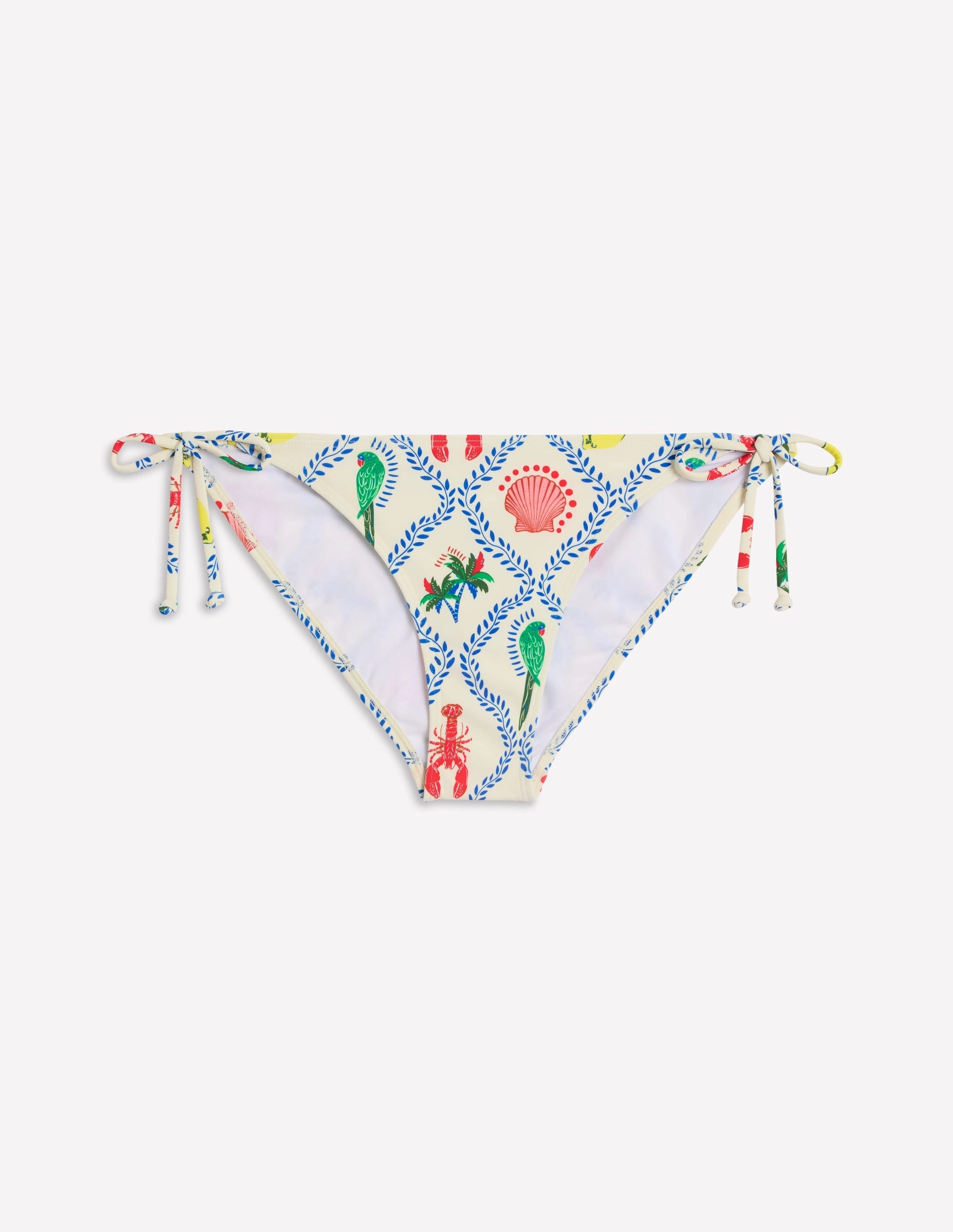 Symi String Bikini Bottoms-Ivory Tropical Bonanza Vine