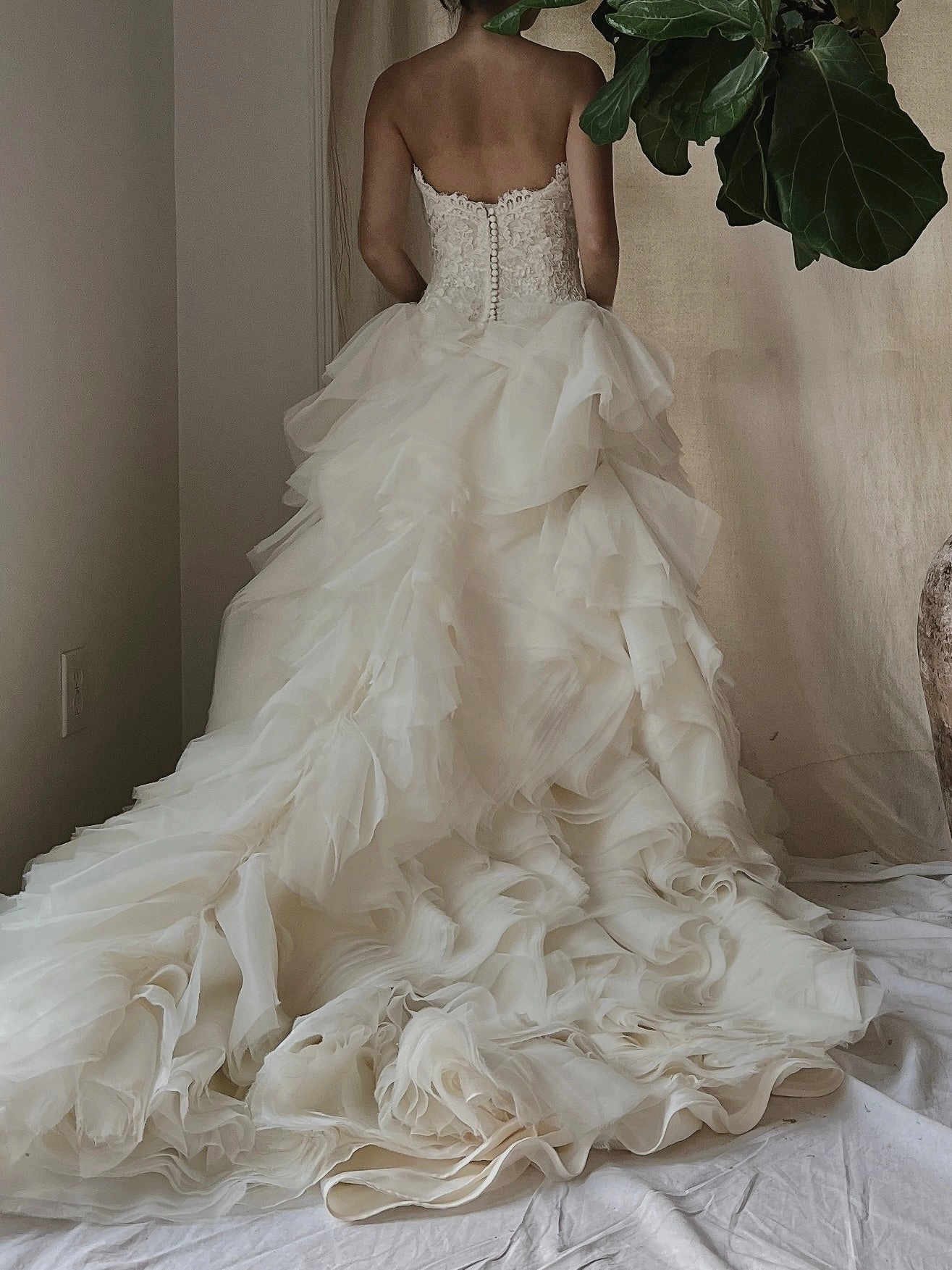 Vintage Organza Alencon Bodice Gown - S/4