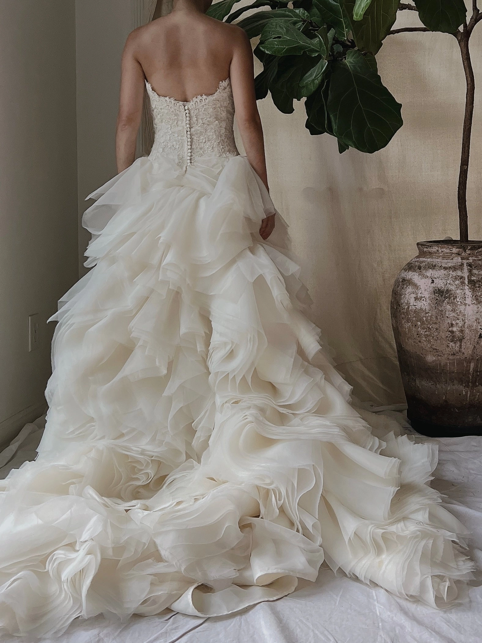 Vintage Organza Alencon Bodice Gown - S/4
