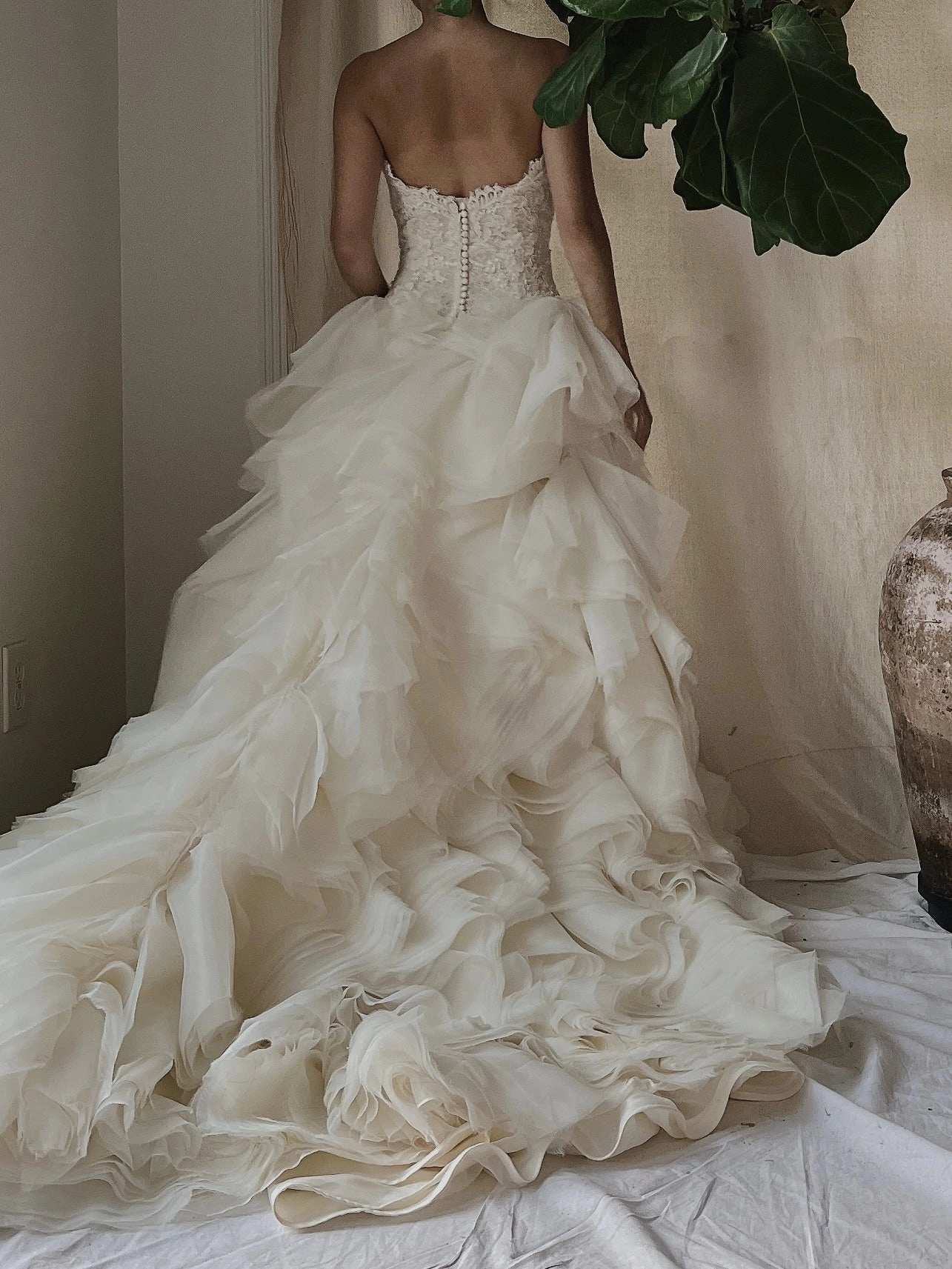 Vintage Organza Alencon Bodice Gown - S/4